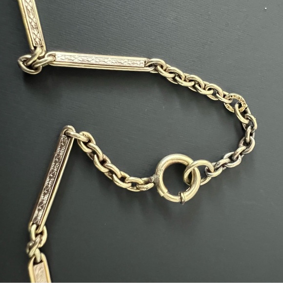 Vintage Speidel Two-Tone Gold Bar Chain Necklace with Springring. - Picture 4 of 4